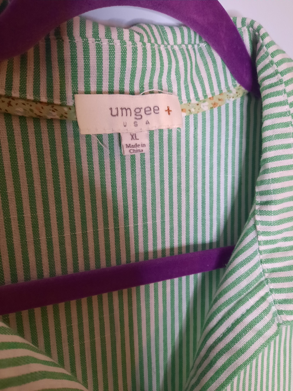 Umgee Sz XL, Mint Green Striped Tiered Midi Dress Raw Hem, Button Collared Style - Picture 3 of 6